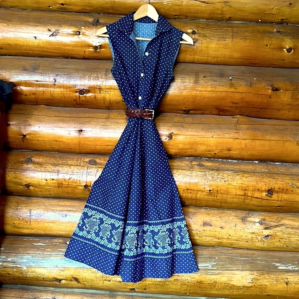 Vintage Western Blue and white Dress